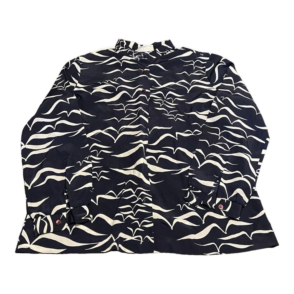 Lanvin Paris New York Long Sleeve Button Seagull Abstract Nautical Bird Shirt 14